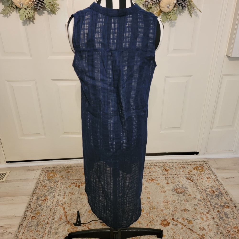 Eileen Fisher XS Linen Sleeveless Tunic Navy Lightweight Layering Dress - Picture 5 of 11